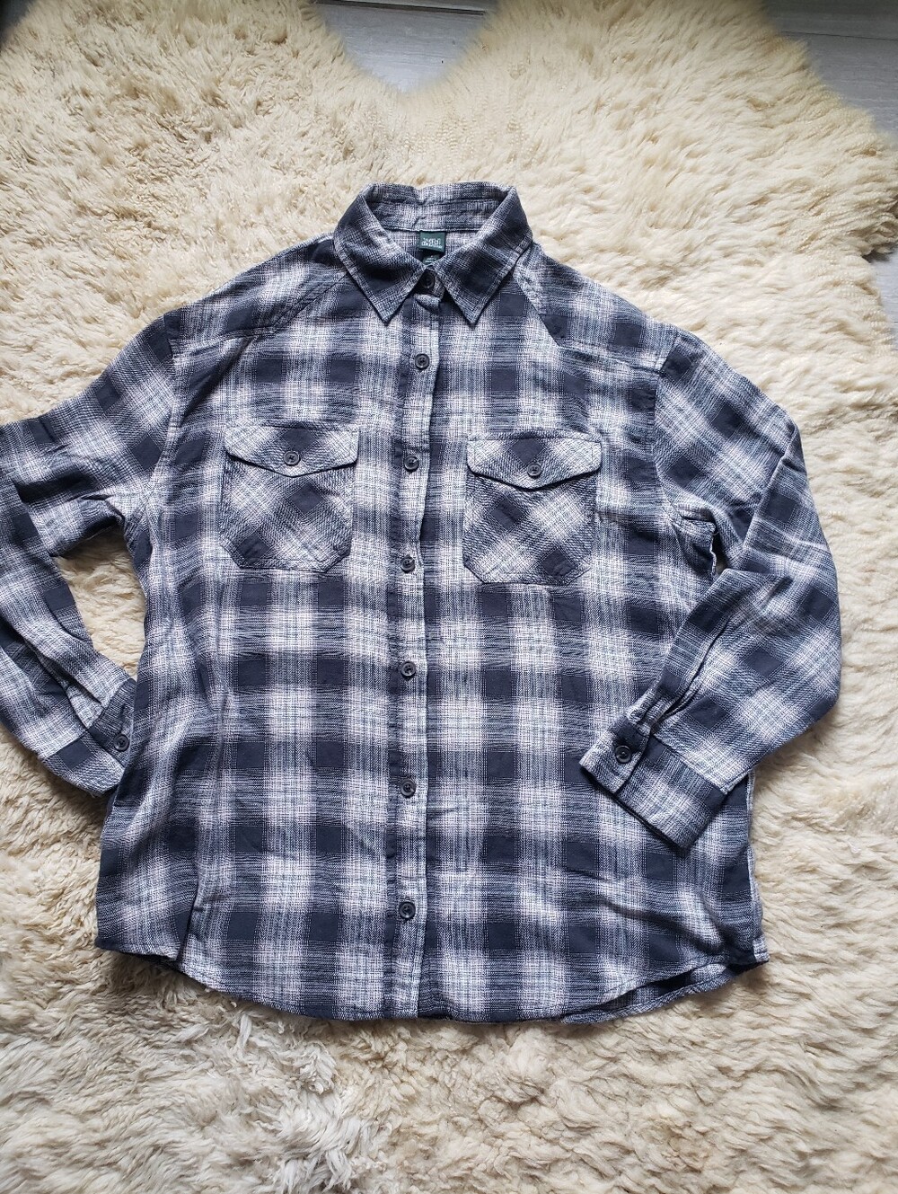 Wild Fable Black & White Plaid Oversized 100% Cotton Small